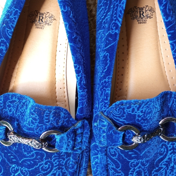 ROYAL SHOES Men's Blue Suede Loafers - Picture 2 of 14